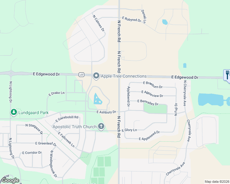 map of restaurants, bars, coffee shops, grocery stores, and more near 5031 North French Road in Appleton