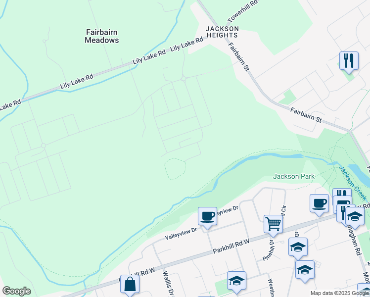 map of restaurants, bars, coffee shops, grocery stores, and more near 106 York Drive in Peterborough
