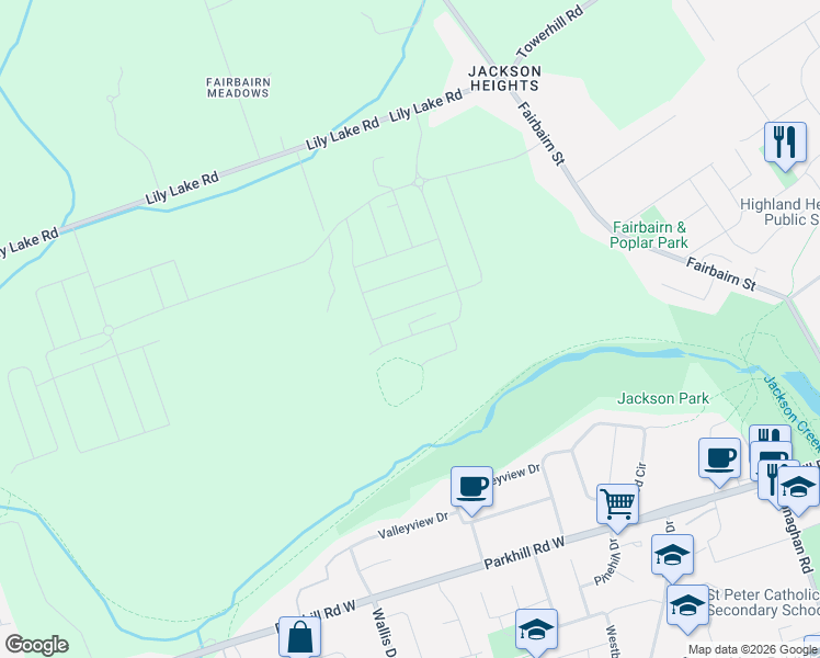 map of restaurants, bars, coffee shops, grocery stores, and more near in Peterborough County