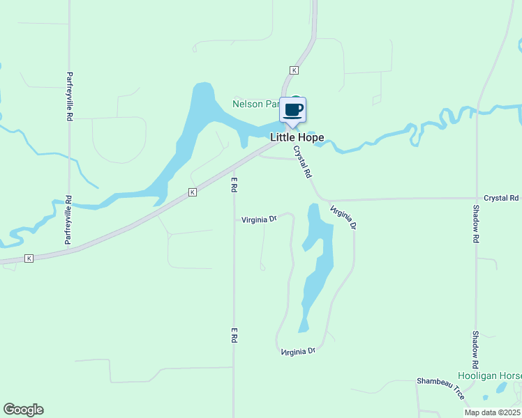 map of restaurants, bars, coffee shops, grocery stores, and more near N1728 Virginia Drive in Waupaca