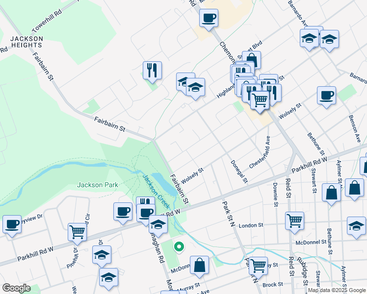 map of restaurants, bars, coffee shops, grocery stores, and more near 766 Carol Drive in Peterborough