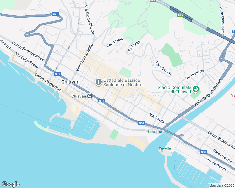 map of restaurants, bars, coffee shops, grocery stores, and more near 10/A Corso Giuseppe Garibaldi in Chiavari