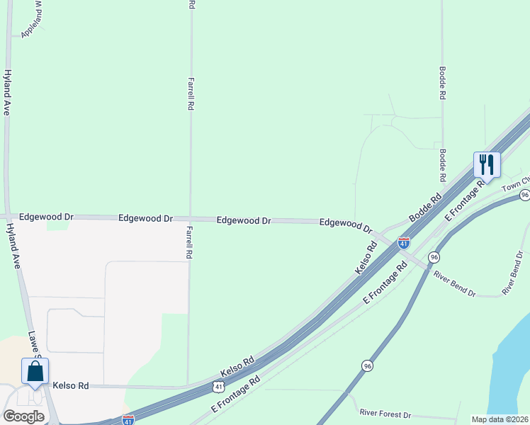 map of restaurants, bars, coffee shops, grocery stores, and more near W1002 County Road JJ in Kaukauna