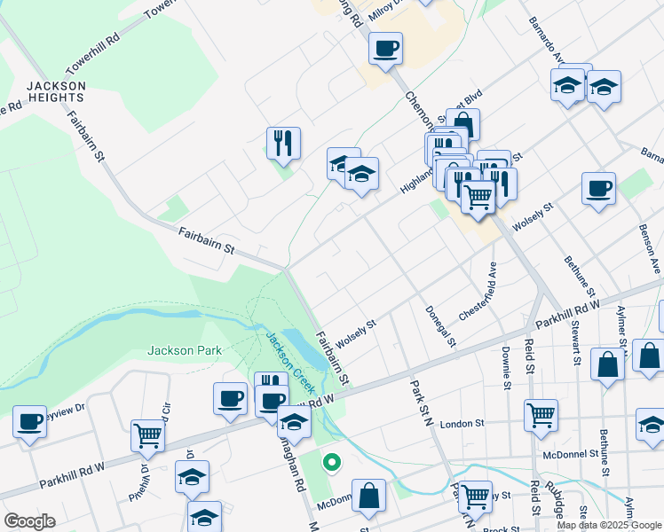 map of restaurants, bars, coffee shops, grocery stores, and more near 766 Carol Drive in Peterborough