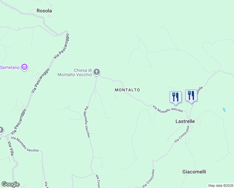 map of restaurants, bars, coffee shops, grocery stores, and more near 801 Via Montalto Vecchio in Provincia di Modena