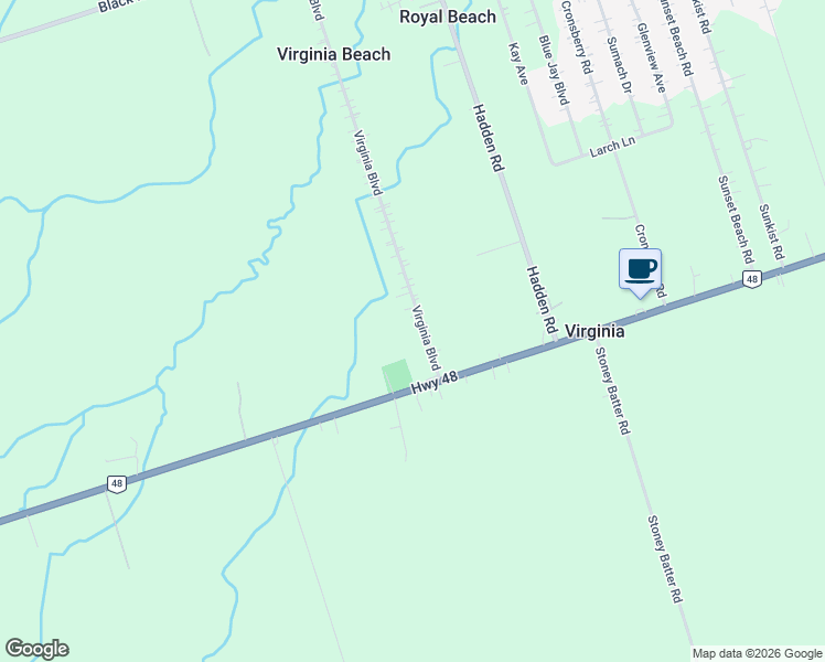 map of restaurants, bars, coffee shops, grocery stores, and more near 26 Virginia Boulevard in Georgina