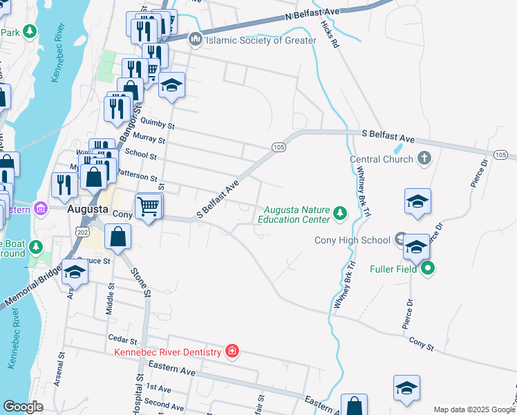 map of restaurants, bars, coffee shops, grocery stores, and more near 11 Malta Lane in Augusta