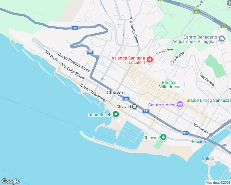 map of restaurants, bars, coffee shops, grocery stores, and more near in Chiavari