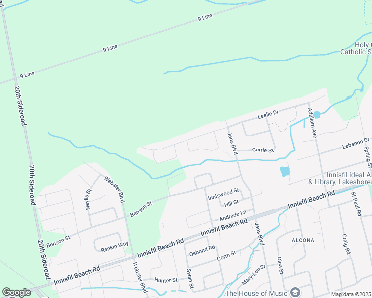 map of restaurants, bars, coffee shops, grocery stores, and more near 1201 Oriole Crescent in Innisfil