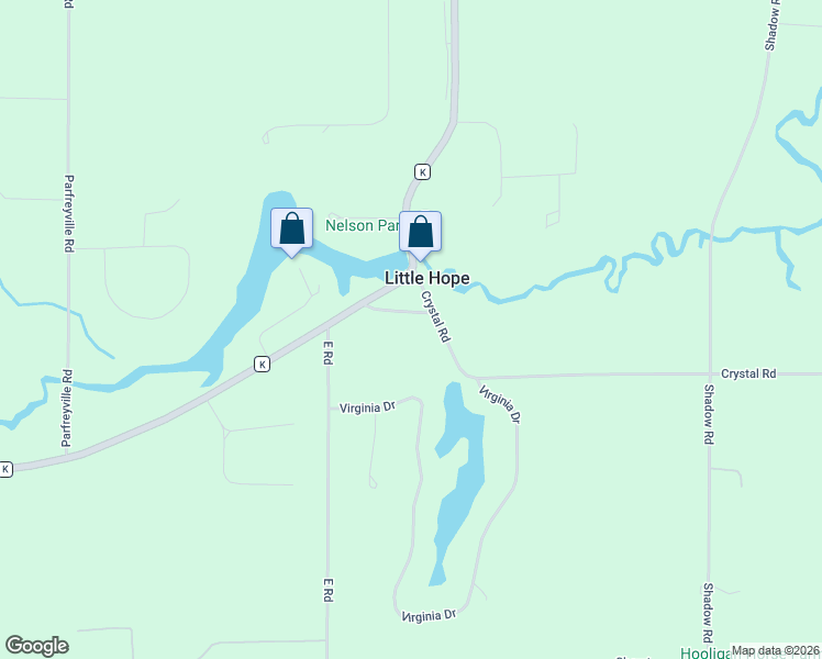 map of restaurants, bars, coffee shops, grocery stores, and more near E2346 Crystal Road in Waupaca