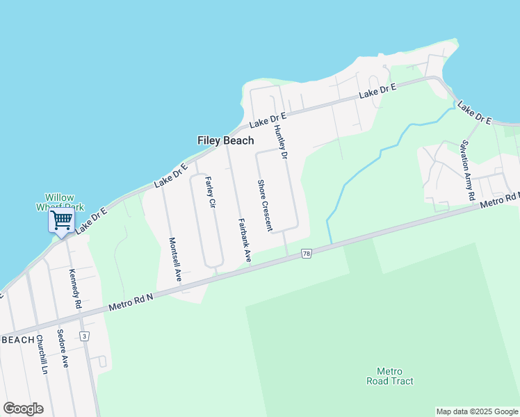 map of restaurants, bars, coffee shops, grocery stores, and more near 20 Shore Crescent in Willow Beach