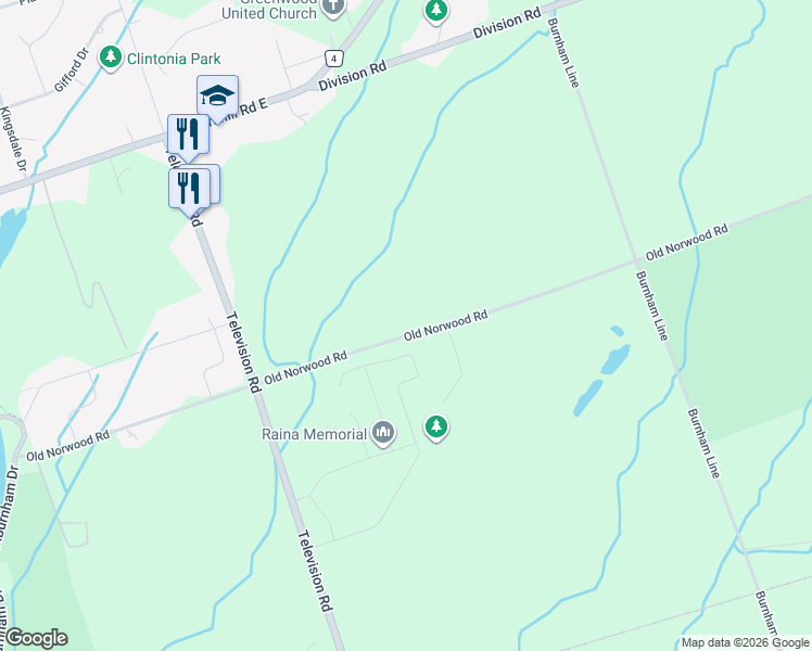 map of restaurants, bars, coffee shops, grocery stores, and more near 2382 Old Norwood Road in Peterborough
