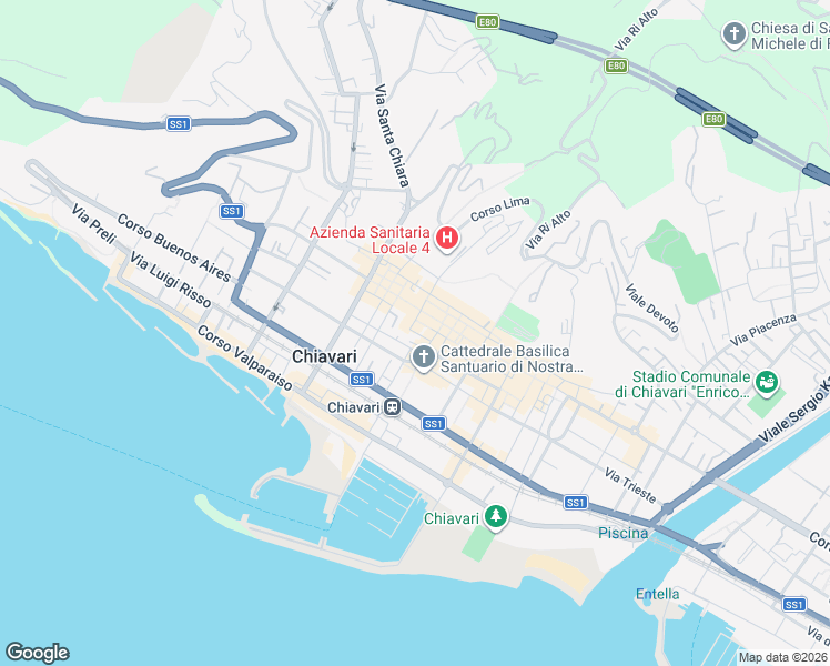 map of restaurants, bars, coffee shops, grocery stores, and more near 2 Via Doria in Chiavari