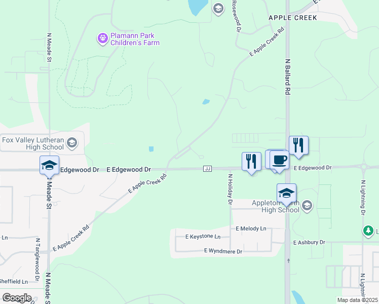 map of restaurants, bars, coffee shops, grocery stores, and more near 1330 North Lake Court in Appleton