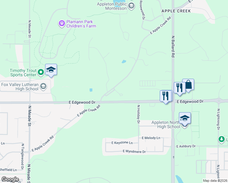 map of restaurants, bars, coffee shops, grocery stores, and more near 1330 North Lake Court in Appleton