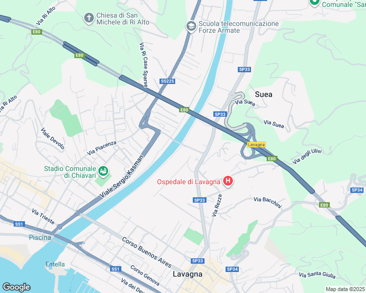 map of restaurants, bars, coffee shops, grocery stores, and more near 9 Via Eraldo Fico Virgola in Lavagna