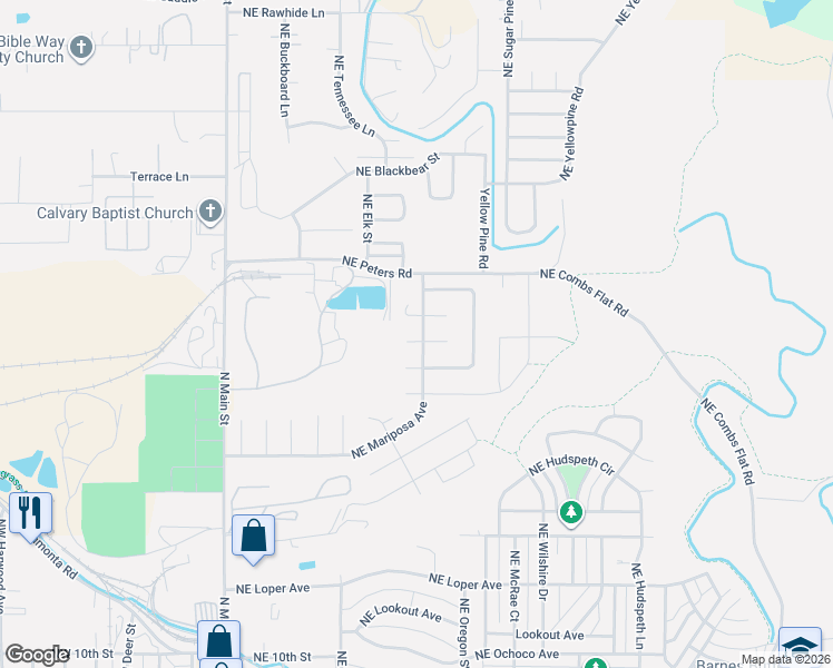 map of restaurants, bars, coffee shops, grocery stores, and more near 699 NE Fieldstone Ln in Prineville