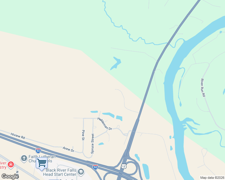 map of restaurants, bars, coffee shops, grocery stores, and more near N6830 Ruf Road in Black River Falls