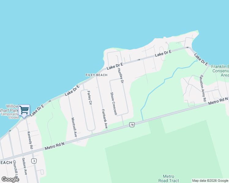 map of restaurants, bars, coffee shops, grocery stores, and more near 49 Shore Crescent in Willow Beach