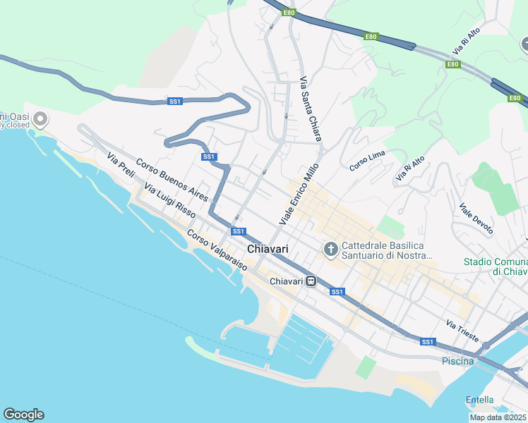 map of restaurants, bars, coffee shops, grocery stores, and more near 5 Via Trento in Chiavari