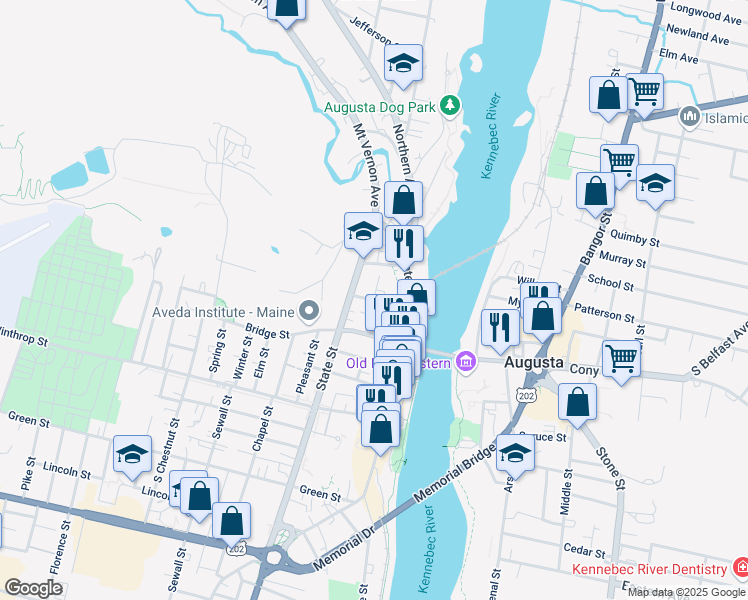 map of restaurants, bars, coffee shops, grocery stores, and more near Crosby Lane in Augusta