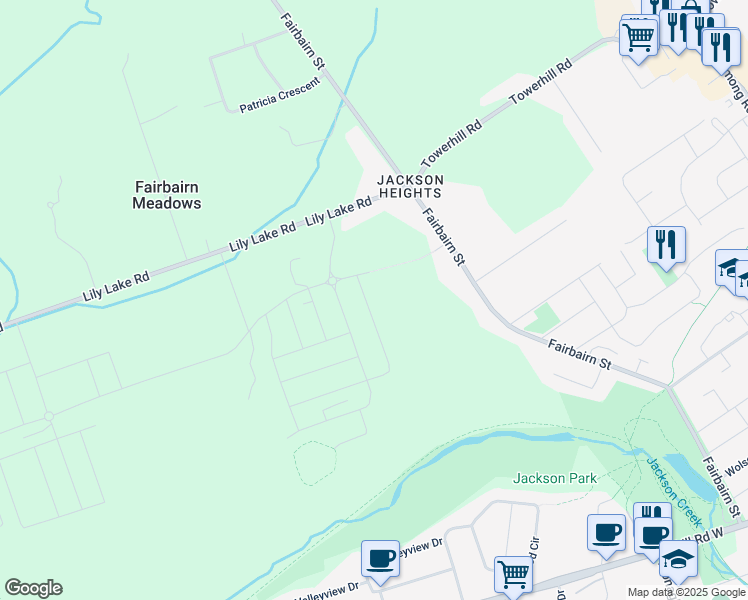 map of restaurants, bars, coffee shops, grocery stores, and more near 935-1029 Fairbairn Street in Peterborough