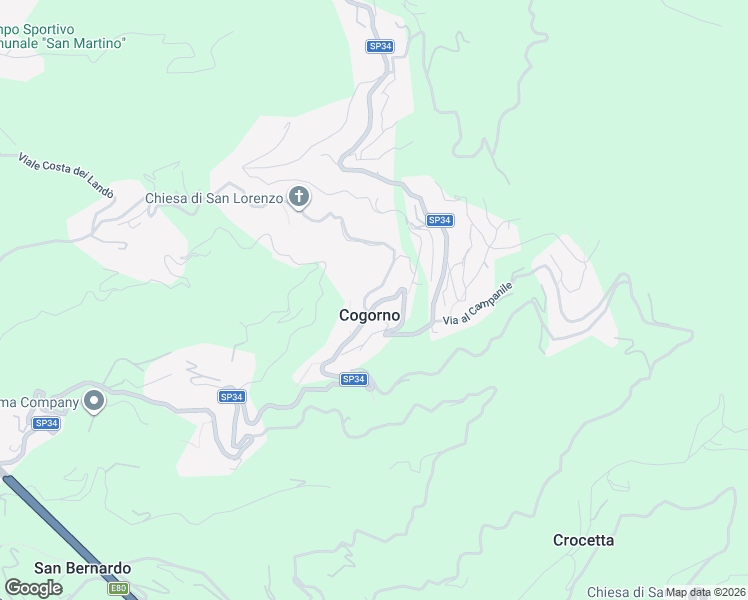 map of restaurants, bars, coffee shops, grocery stores, and more near 55-84 Via Benedetto Chiappe in Cogorno