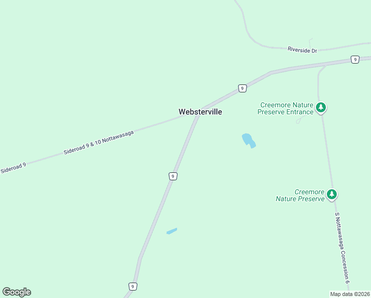 map of restaurants, bars, coffee shops, grocery stores, and more near 8369 County Road 9 in Creemore