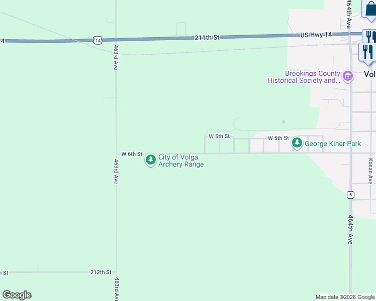 map of restaurants, bars, coffee shops, grocery stores, and more near 1008 West 6th Street in Volga