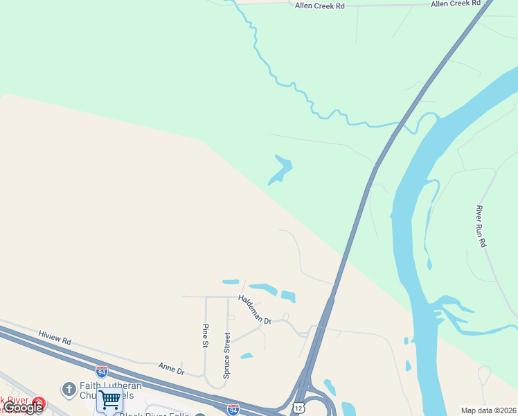 map of restaurants, bars, coffee shops, grocery stores, and more near N6830 Ruf Road in Black River Falls