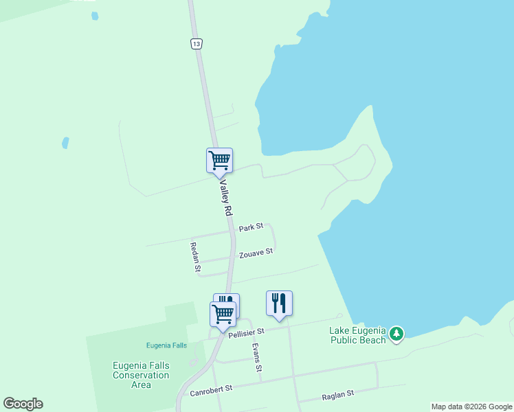 map of restaurants, bars, coffee shops, grocery stores, and more near 187 Park Street in Grey County