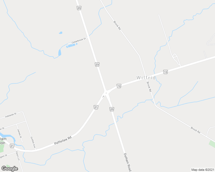 map of restaurants, bars, coffee shops, grocery stores, and more near 21025 Lake Ridge Road in Regional Municipality of Durham