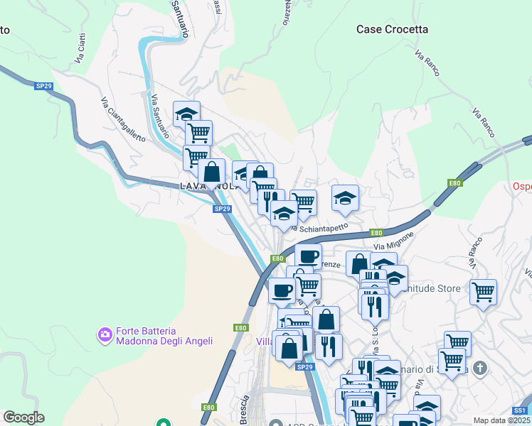 map of restaurants, bars, coffee shops, grocery stores, and more near 3 Via Destefanis in Savona
