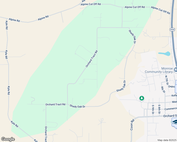 map of restaurants, bars, coffee shops, grocery stores, and more near 25111 Orchard Tract Road in Monroe