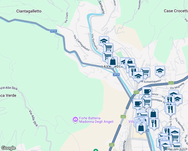 map of restaurants, bars, coffee shops, grocery stores, and more near 5 Via Nazionale Piemonte in Savona