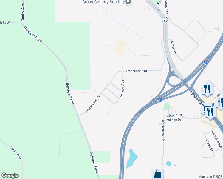 map of restaurants, bars, coffee shops, grocery stores, and more near 3236 Ramsey Street in Faribault