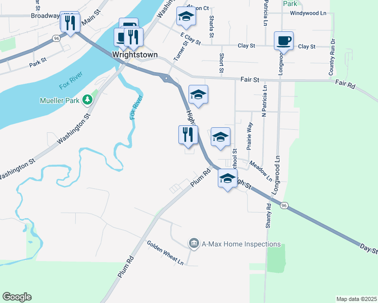 map of restaurants, bars, coffee shops, grocery stores, and more near 450 High Street in Wrightstown