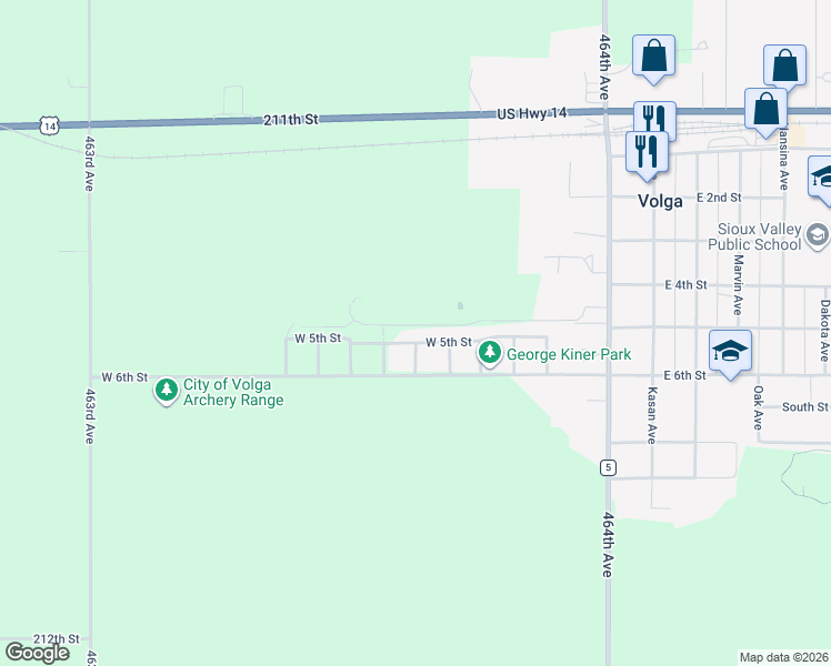 map of restaurants, bars, coffee shops, grocery stores, and more near 405 North Samara Avenue in Volga