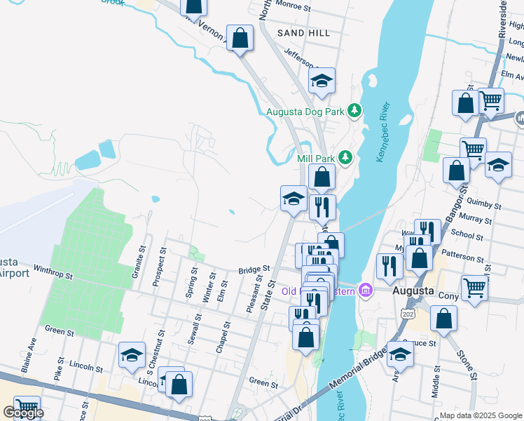 map of restaurants, bars, coffee shops, grocery stores, and more near 42 Boothby Street in Augusta