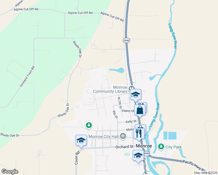map of restaurants, bars, coffee shops, grocery stores, and more near 8th Avenue in Monroe