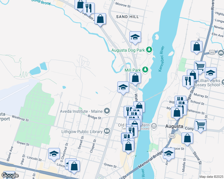 map of restaurants, bars, coffee shops, grocery stores, and more near 42 Boothby Street in Augusta