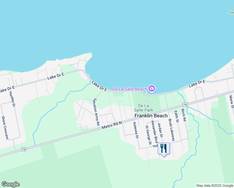 map of restaurants, bars, coffee shops, grocery stores, and more near 62 Franklin Beach Road in Franklin Beach