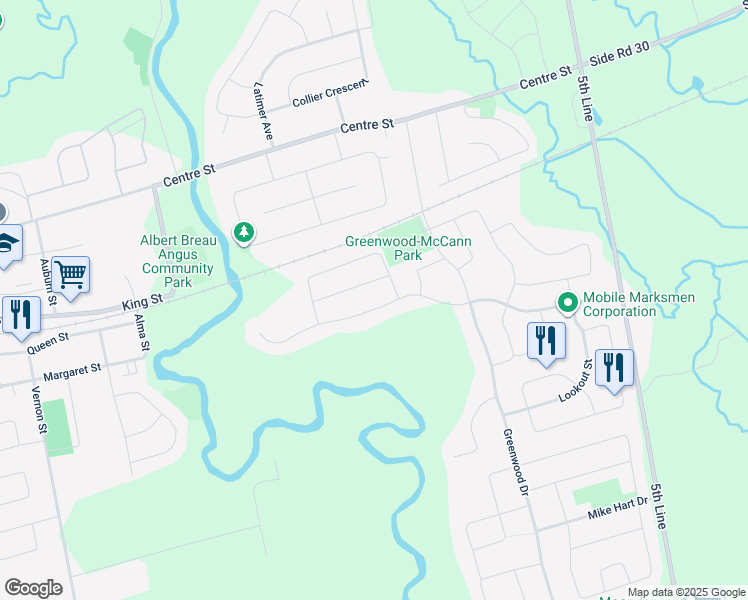 map of restaurants, bars, coffee shops, grocery stores, and more near 148 Gold Park Gate in Angus