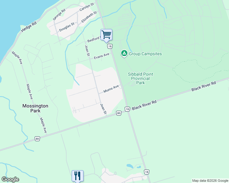 map of restaurants, bars, coffee shops, grocery stores, and more near 27 Mums Avenue in Georgina