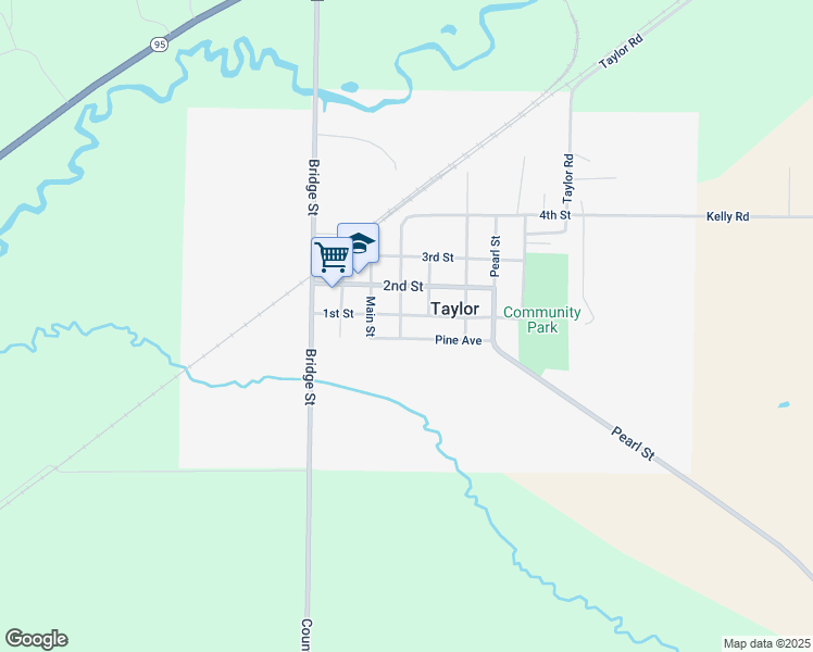 map of restaurants, bars, coffee shops, grocery stores, and more near 31 Church Street in Taylor