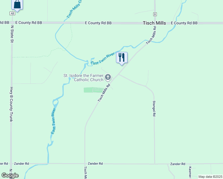 map of restaurants, bars, coffee shops, grocery stores, and more near 18419 Tisch Mills Rd in Denmark