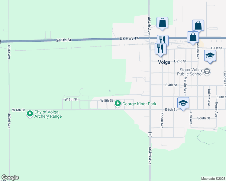map of restaurants, bars, coffee shops, grocery stores, and more near 405 North Samara Avenue in Volga