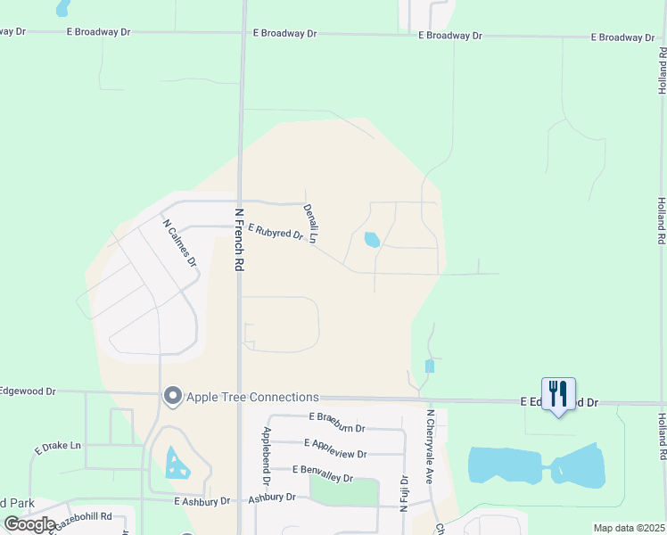 map of restaurants, bars, coffee shops, grocery stores, and more near 3411 East Paris Way in Appleton