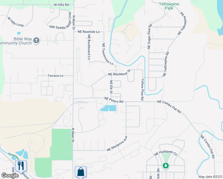 map of restaurants, bars, coffee shops, grocery stores, and more near 2110 Northeast Elk Street in Prineville
