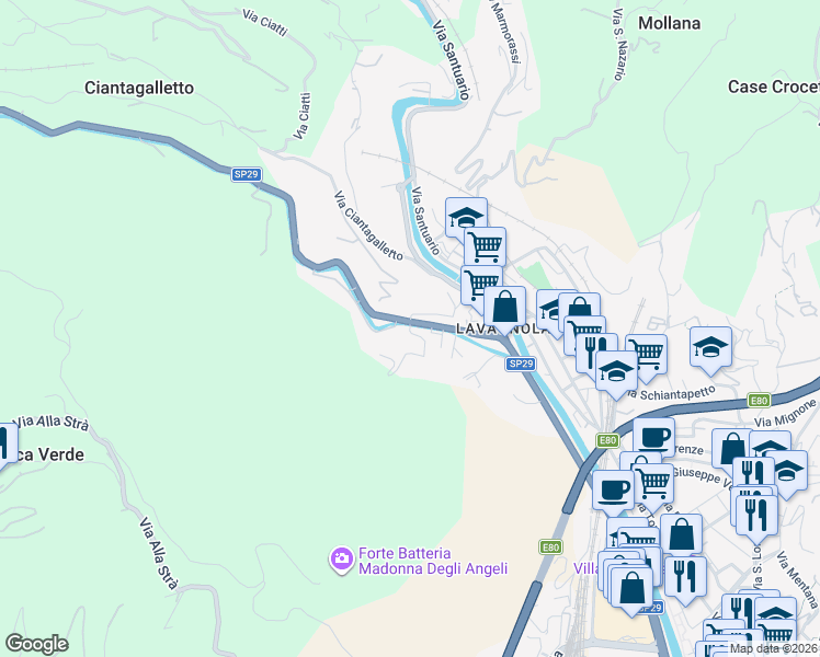 map of restaurants, bars, coffee shops, grocery stores, and more near 5 Via Nazionale Piemonte in Savona